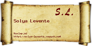Solya Levente névjegykártya